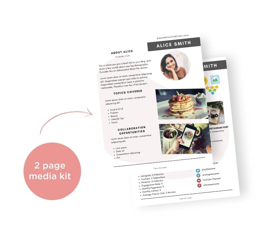 Neutral media kit template for Canva.