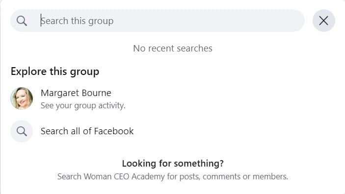 Facebook group etiquette search bar