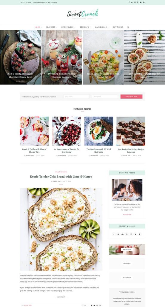 The CheerUp theme is perfect for starting a food blog. 