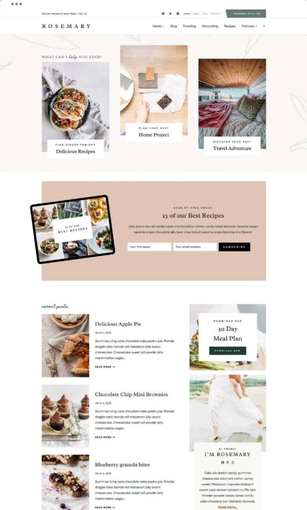 How to start a food blog - the Rosemary theme from Restored316.