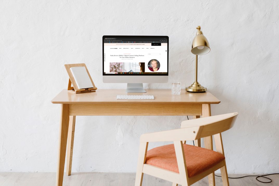 How To Write Affiliate Product Reviews That Rank & Convert 1 Margaret Bourne website on a laptop sitting on a desk - how to write affiliate product reviews.