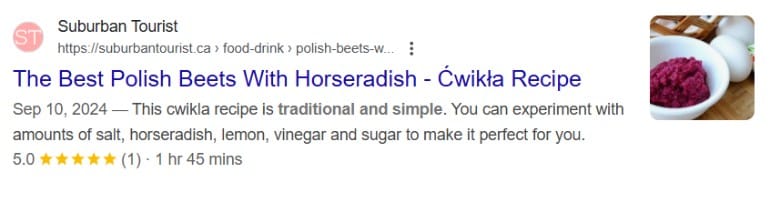 Biggest SEO mistakes - not using schema and rich snippets, like in this beets recipe. 
