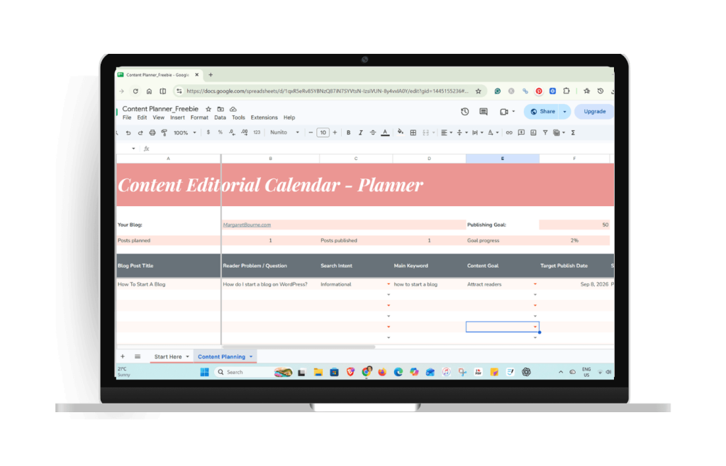 How To Create A Blog Content Calendar And Keep Organized 4 Blog Editorial Calendar Google Worksheet from Margaret Bourne.